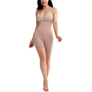 Tummy Control Removable Straps High-Waisted Seamless Shapewear Shorts Beige/Nude